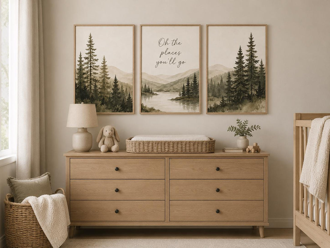 Oh The Places You’ll Go Nursery Wall Art Set of 3, Forest Nursery Prints