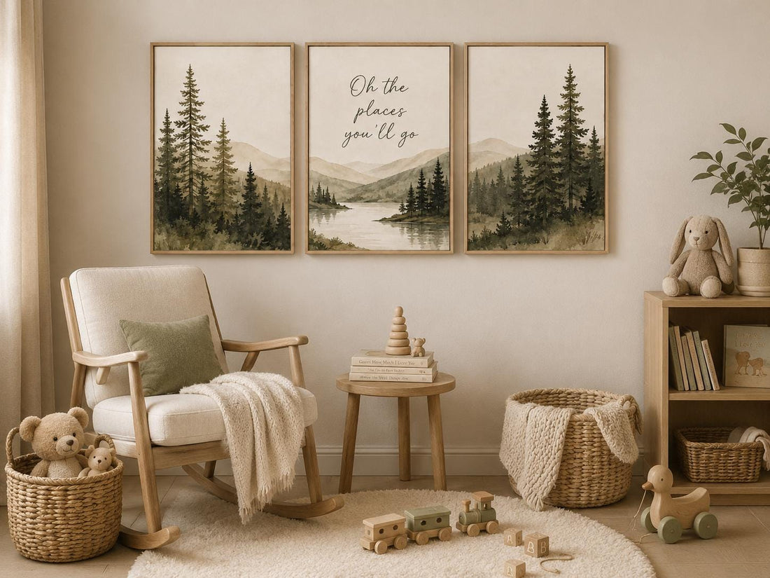 Oh The Places You’ll Go Nursery Wall Art Set of 3, Forest Nursery Prints