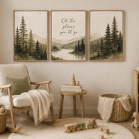 Oh The Places You’ll Go Nursery Wall Art Set of 3, Forest Nursery Prints