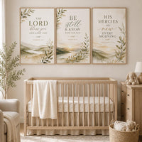 Christian Wall Art Set of 3, Bible Verse Nursery Decor, Neutral Scripture Prints
