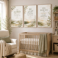 Christian Wall Art Set of 3, Bible Verse Nursery Decor, Neutral Scripture Prints