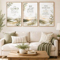 Christian Wall Art Set of 3, Bible Verse Nursery Decor, Neutral Scripture Prints