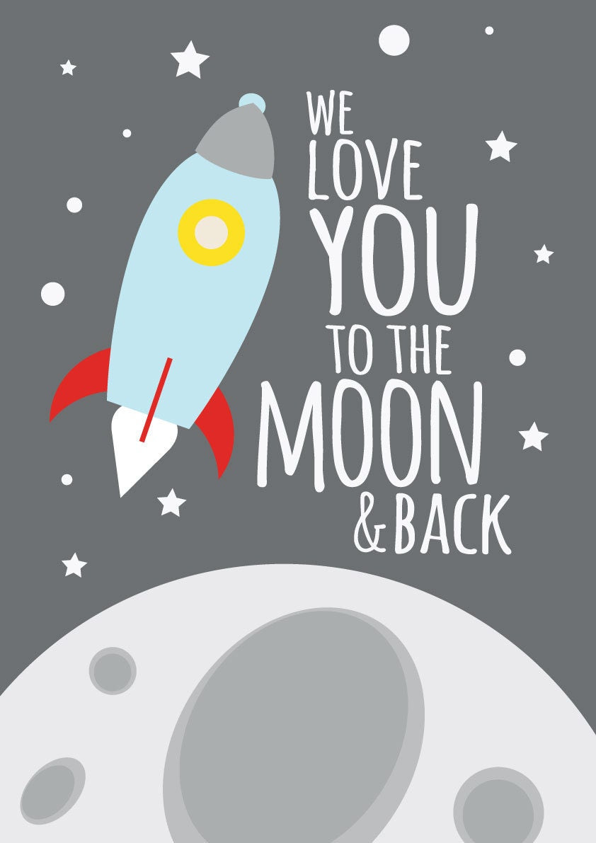 Space nursery decor, Love you to the moon and back, kids room decor, nursery prints, outer space nursery, space decor, space themed nursery