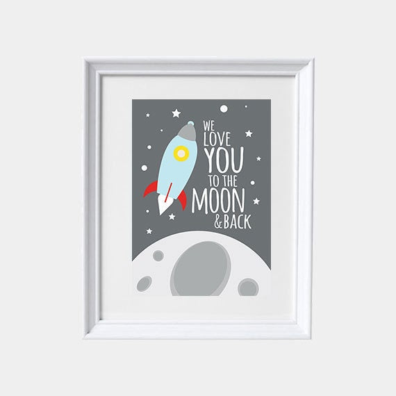 Space nursery decor, Love you to the moon and back, kids room decor, nursery prints, outer space nursery, space decor, space themed nursery