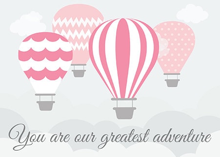 Hot air balloon nursery, pink nursery, you are our greatest adventure print, baby girl nursery decor, nursery wall art, nursery print, kid