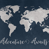 Navy World Map print, Adventure awaits Nursery print, Kid's Room Decor, Children's playroom, toddler navy baby wall art, world map gift