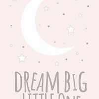 Dream big little one Print, nursery decor girl, Nursery Wall Art, pastel pink, moon prints, Kids Room decor baby girl nursery playroom decor