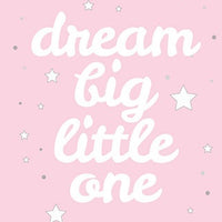 Moon and stars nursery, pink nursery decor, Dream Big Little One Art Print, nursery decor girl, star nursery decor, pink grey, nursery art