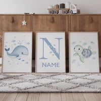 Watercolor Sea Animal Prints: Ocean Nursery Wall Art