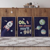 Oh, The Places You’ll Go, Space Nursery Wall Art Set