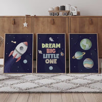 Space Nursery Prints: Astronaut, Rocket, Planets Wall Art Set