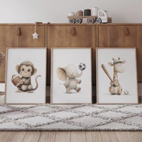 Baby Animals Sports Nursery Print: Safari Theme