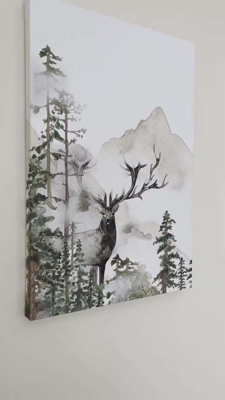 Nursery decor woodland, mountain wall art, tree nursery decor, adventure theme nursery, forest, sage green, beige, woodland animals