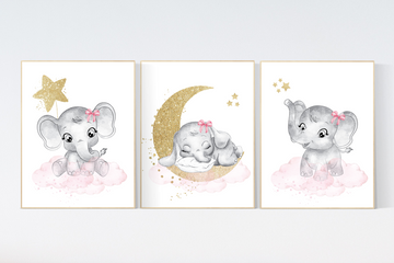 Nursery decor girl, pink gold nursery prints, girl nursery decor, pink elephant nursery prints, girl nursery ideas, girl nursery wall decor, nursery wall art girl