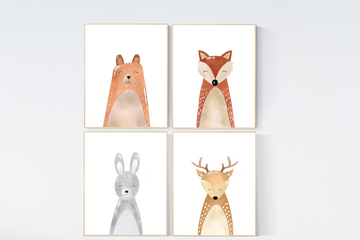 Nursery wall art animals, gender neutral, Woodland nursery prints, woodland nursery decor, animals
