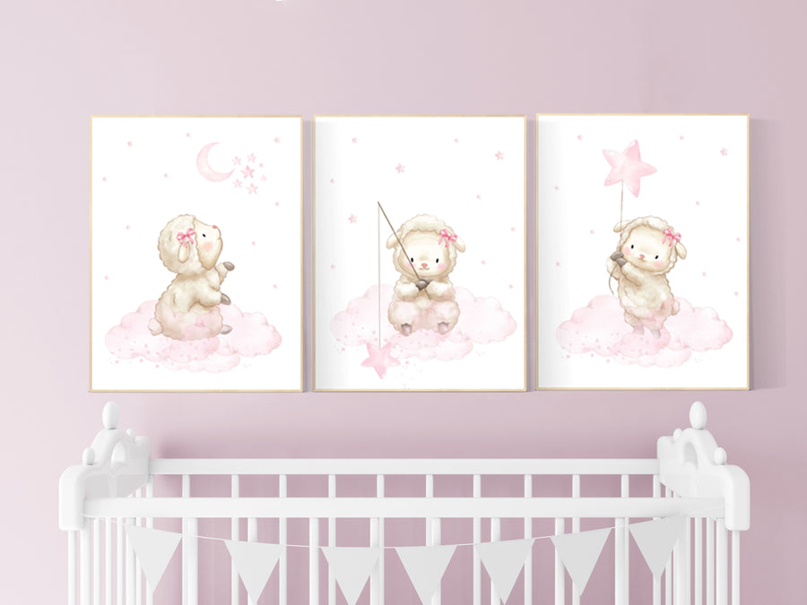 Sheep nursery wall art, Nursery decor girl, lamb nursery wall art, sheep print, sheep themed room
