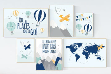 Adventure nursery, Nursery decor mountains, let him sleep for when he wakes he will move mountains