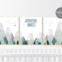 Nursery decor boy mountain, adventure nursery, adventure theme nursery, gender neutral