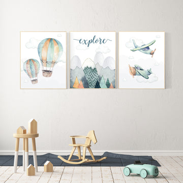 Nursery decor boy mountain, adventure nursery, travel theme nursery, woodland, gender neutral