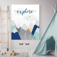 Nursery decor mountain, explore, mountain nursery wall art, woodland, adventure nursery