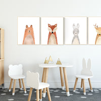 Nursery wall art animals, gender neutral, Woodland nursery prints, woodland nursery decor, animals