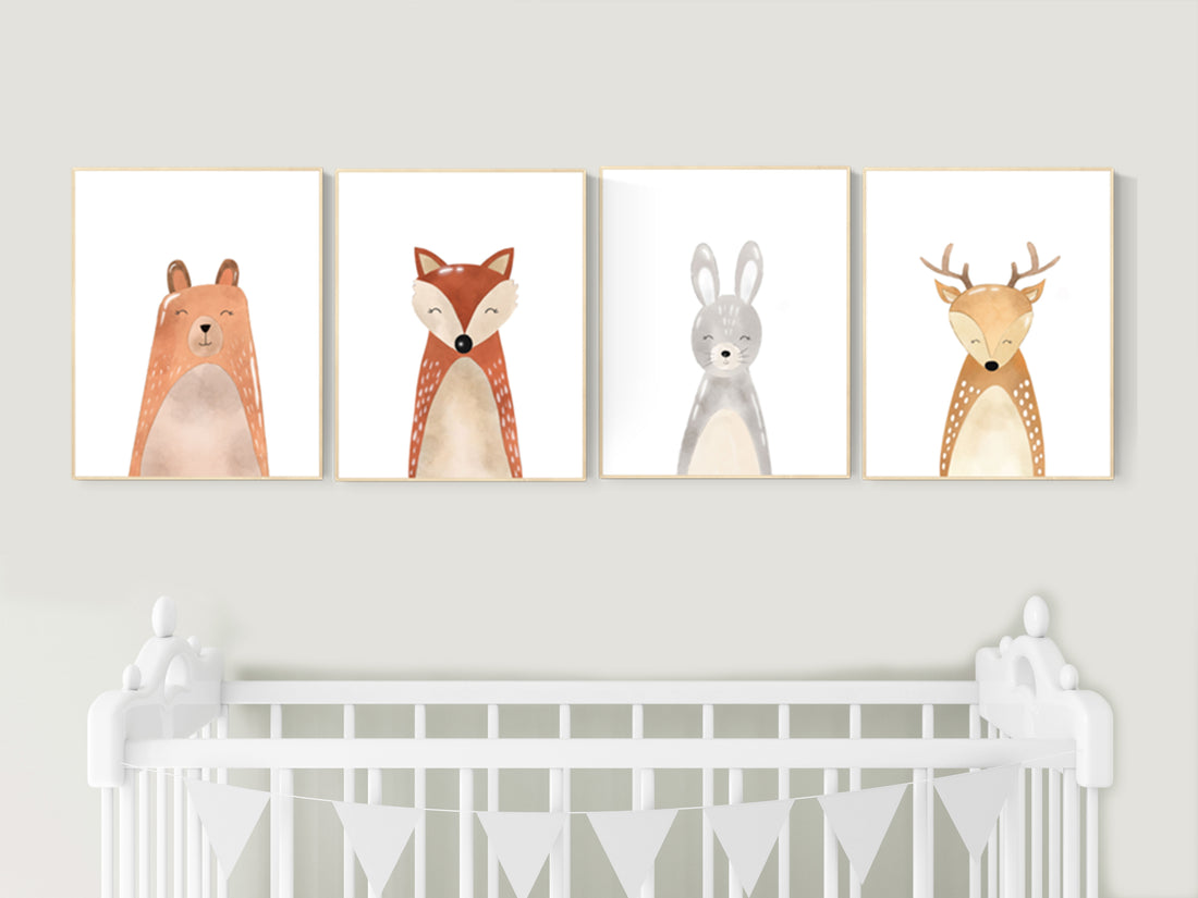 Nursery wall art animals, gender neutral, Woodland nursery prints, woodland nursery decor, animals