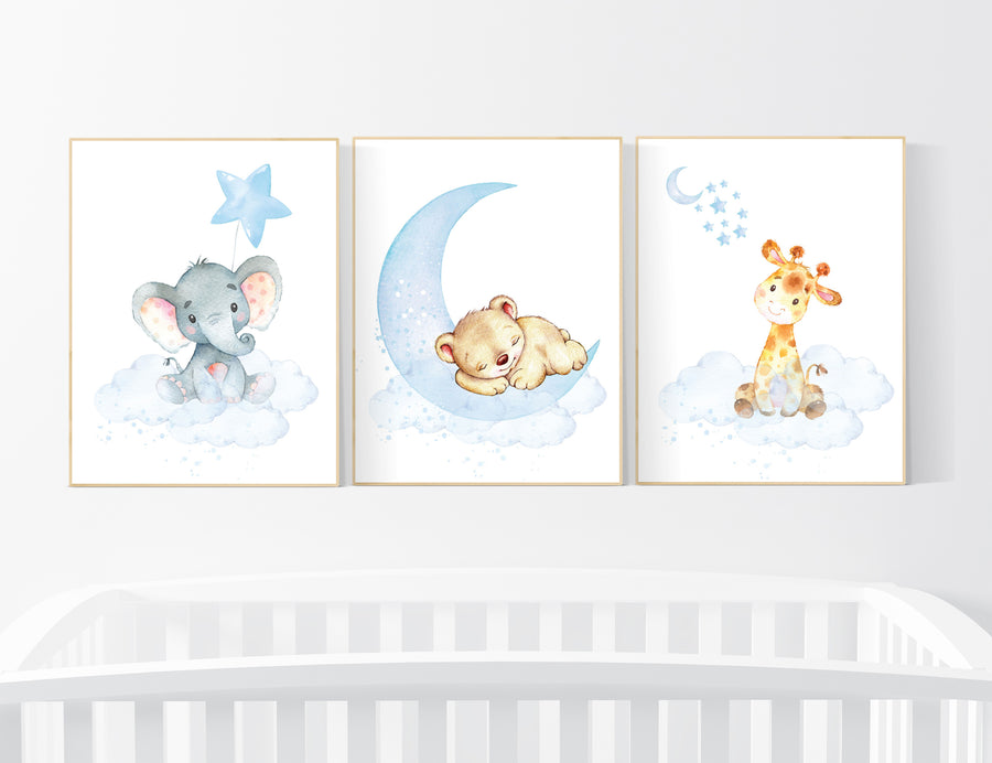 Nursery decor animals, animal prints, Nursery wall art gender neutral, giraffe, bear, elephant