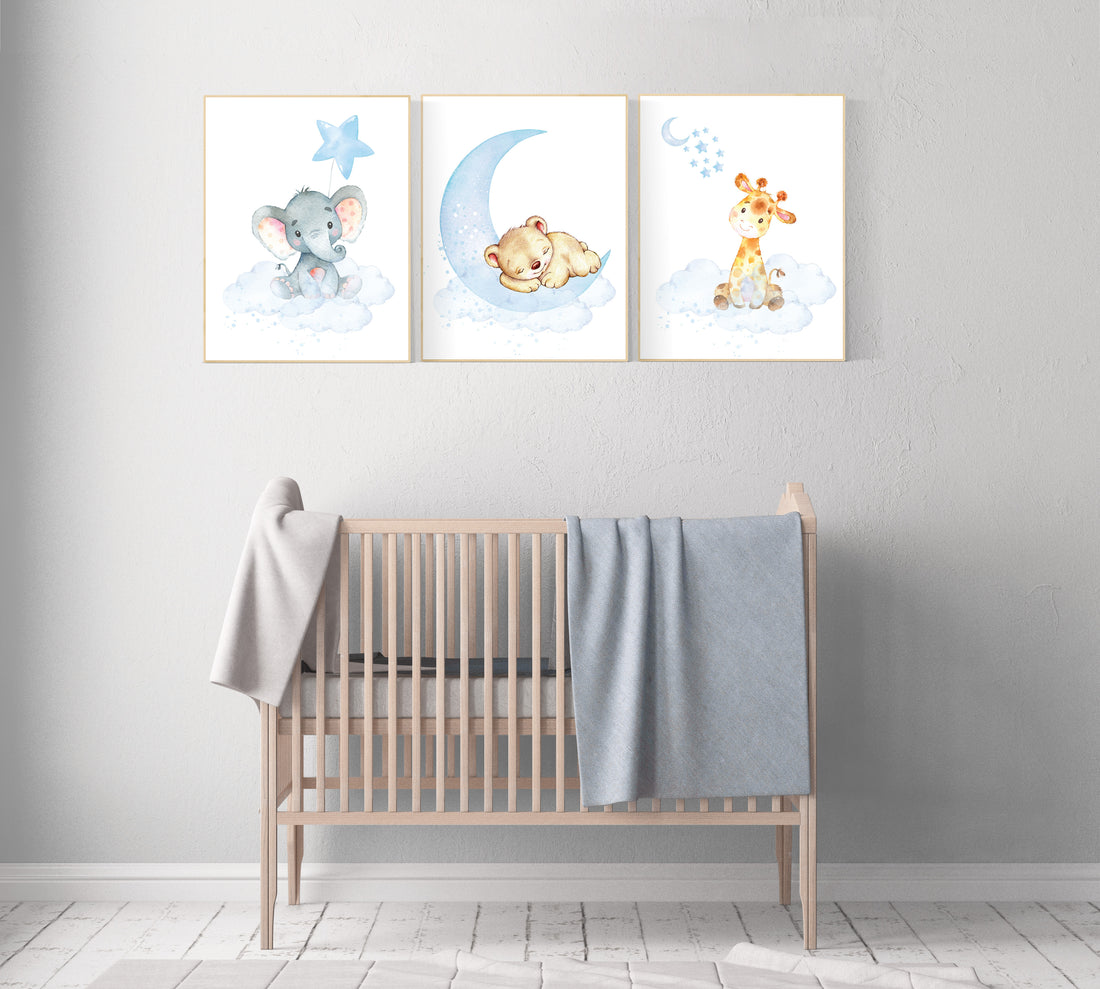 Nursery decor animals, animal prints, Nursery wall art gender neutral, giraffe, bear, elephant