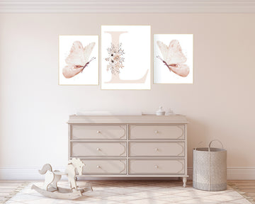 Nursery decor girl butterflies, blush, peach, Butterfly Nursery Art, Girl Nursery Art, Butterfly