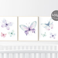 Nursery decor girl butterfly, pink, purple, teal nursery, mint pink nursery