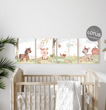 Nursery wall art animals, farm animals, farm nursery, nursery prints gender neutral, animals prints