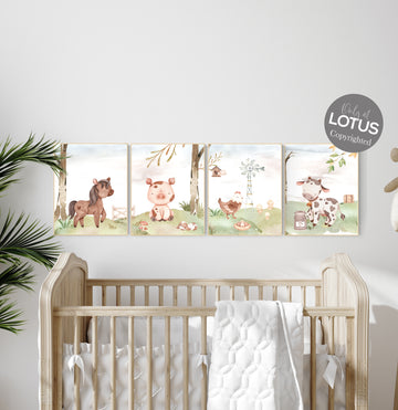 Nursery wall art animals, farm animals, farm nursery, nursery prints gender neutral, animals prints