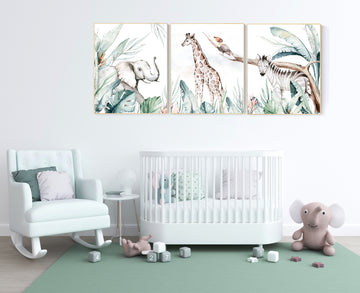 Nursery decor animals, animal prints, jungle animals, gender neutral, nursery wall decor