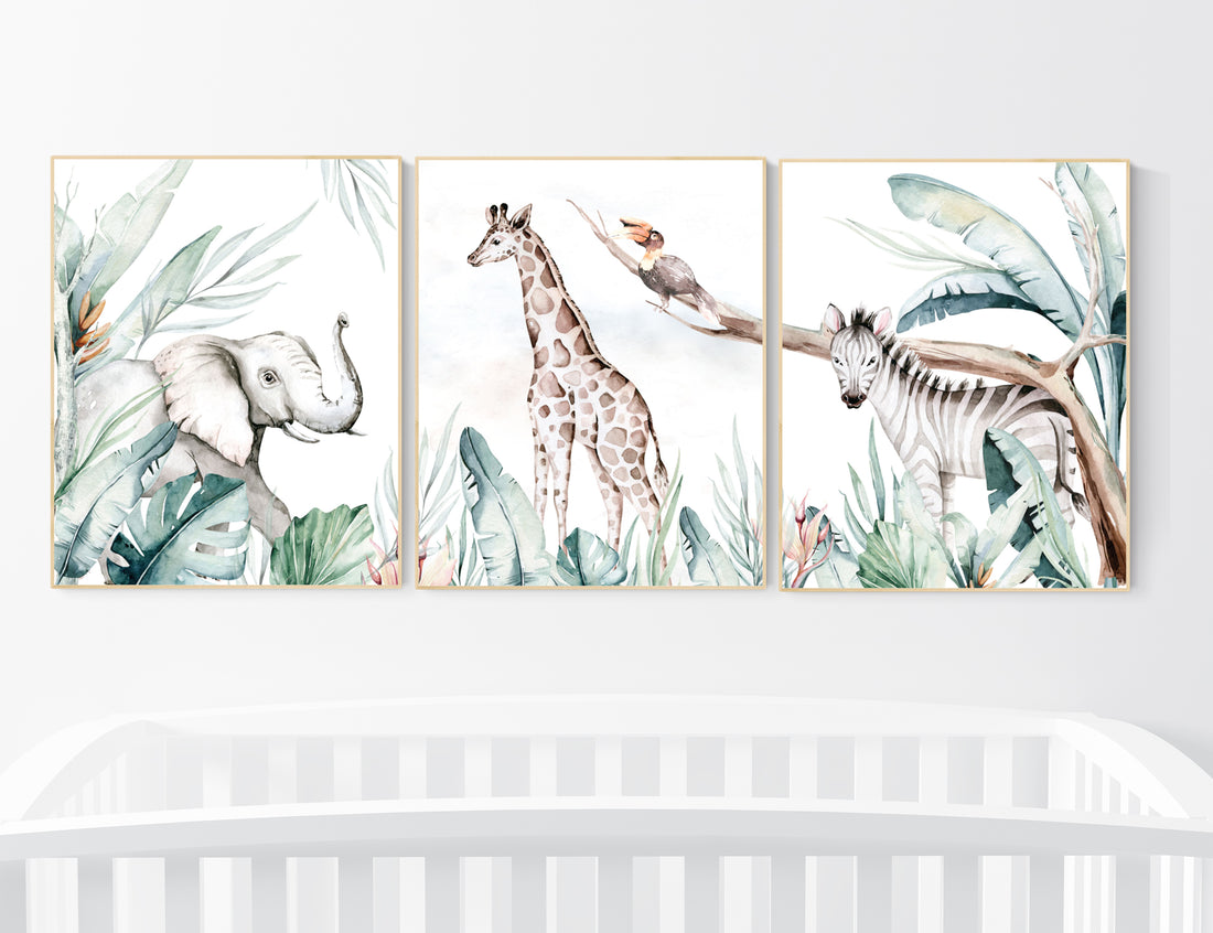Nursery decor animals, animal prints, jungle animals, gender neutral, nursery wall decor