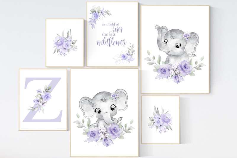 Nursery wall art girl flowers, Nursery decor girl floral, nursery decor girl lavender, floral