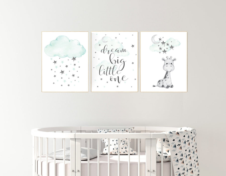Mint nursery decor, gender neutral, nursery wall art quotes, neutral nursery prints, Giraffe nursery