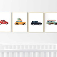 Nursery decor boy cars, car nursery wall art, boys room decor cars, vintage cars , boy nursery ideas