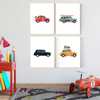 Nursery decor boy cars, car nursery wall art, boys room decor cars, vintage cars , boy nursery ideas