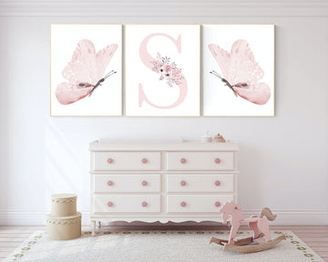 Nursery decor girl butterfly, blush nursery, butterflies, Nursery Art, Girl Nursery Art, Butterfly