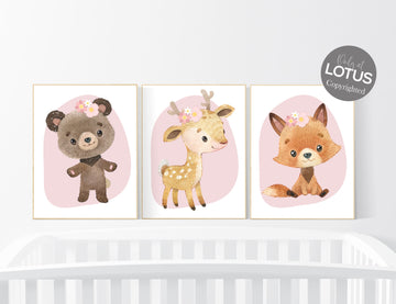 Woodland Nursery Wall Art, Nursery decor woodland, Woodland Print Set, animal prints, Woodland Animal Prints, gender neutral nursery