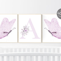 Nursery decor girl lavender, butterfly, nursery decor girl name, lilac Butterfly