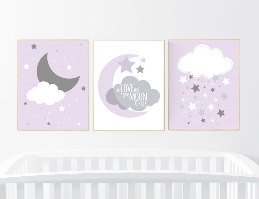 Nursery decor girl purple, girl nursery wall decor, lilac, lavender, nursery prints girl