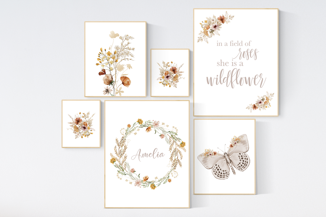 Nursery decor girl, Boho Nursery, Wildflower Nursery Decor, Floral ...
