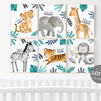 Safari nursery decor, nursery wall art animals, navy teal, safari nursery prints