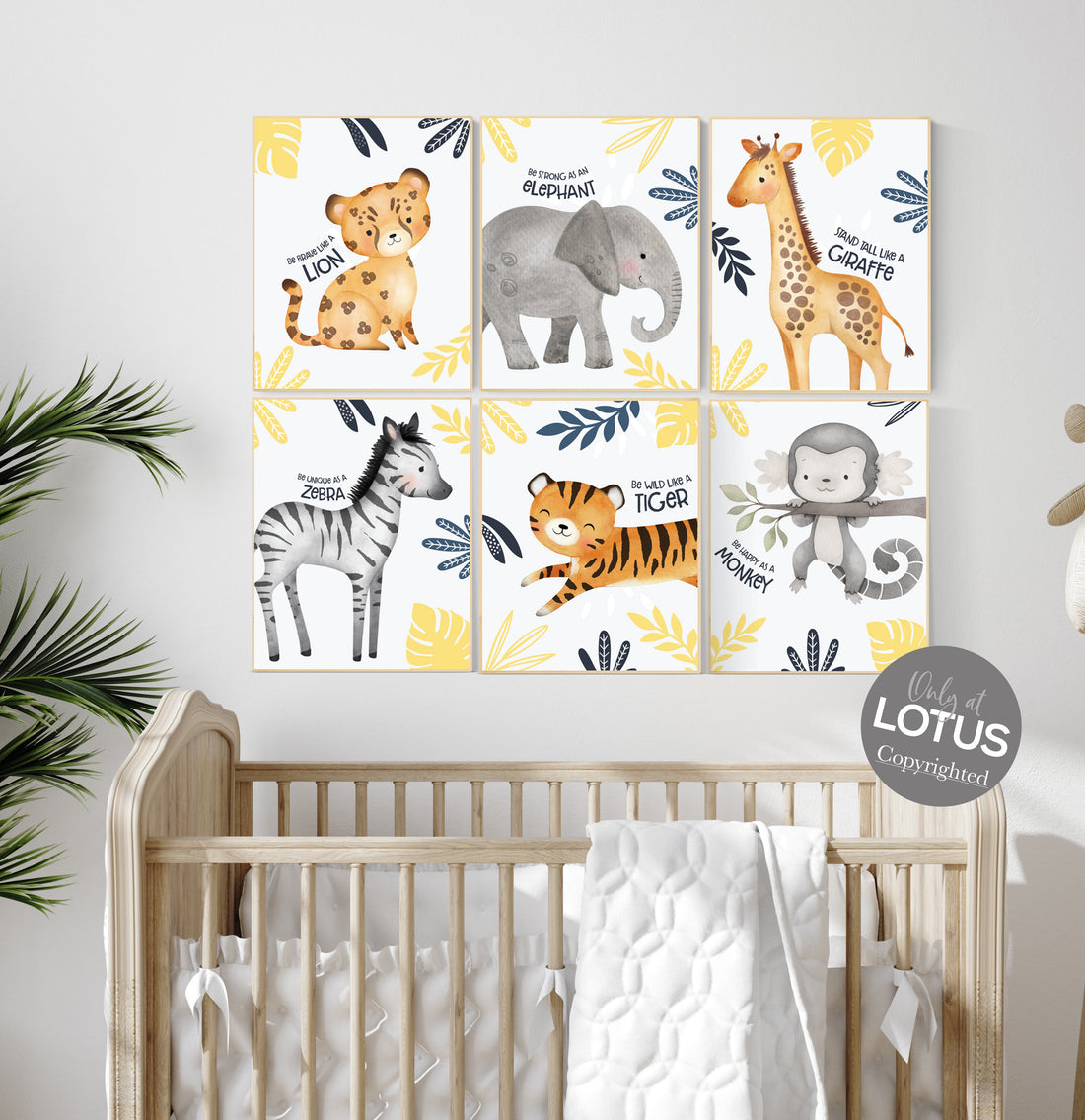 Safari nursery decor, nursery wall art animals, safari nursery, yellow nursery