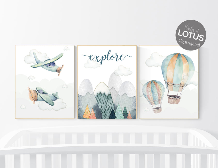 Nursery decor boy mountain, adventure nursery, travel theme nursery, gender neutral