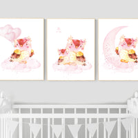 Nursery decor girl owl, nursery wall decor pink, owl nursery art, nursery wall art, owls nursery art