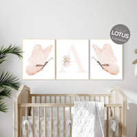 Nursery decor girl butterflies, peach nursery, Butterfly Nursery Art