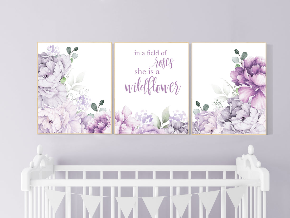 Purple Baby Girl Flower Nursery Nursery Decor Girl Purple, Floral