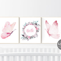 Nursery decor girl butterflies, Butterfly Nursery Art, pink nursery